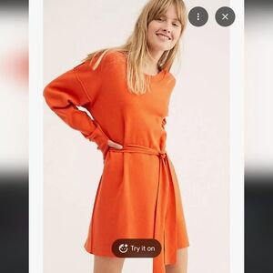 Free People Vibrant Orange Belted Tunic